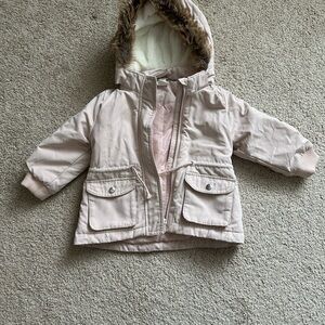 H&M Girl’s Light Pink Jacket with Faux Fur 9-12m
